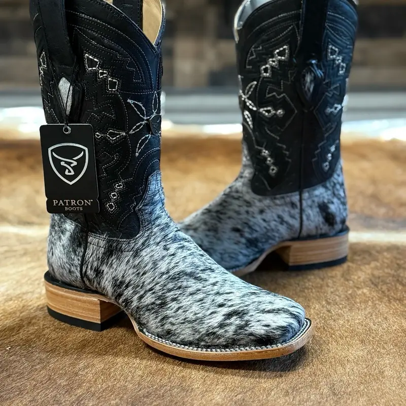 081 Pelo Mens western cowboy boots leather sole natural color square toe comfortable
