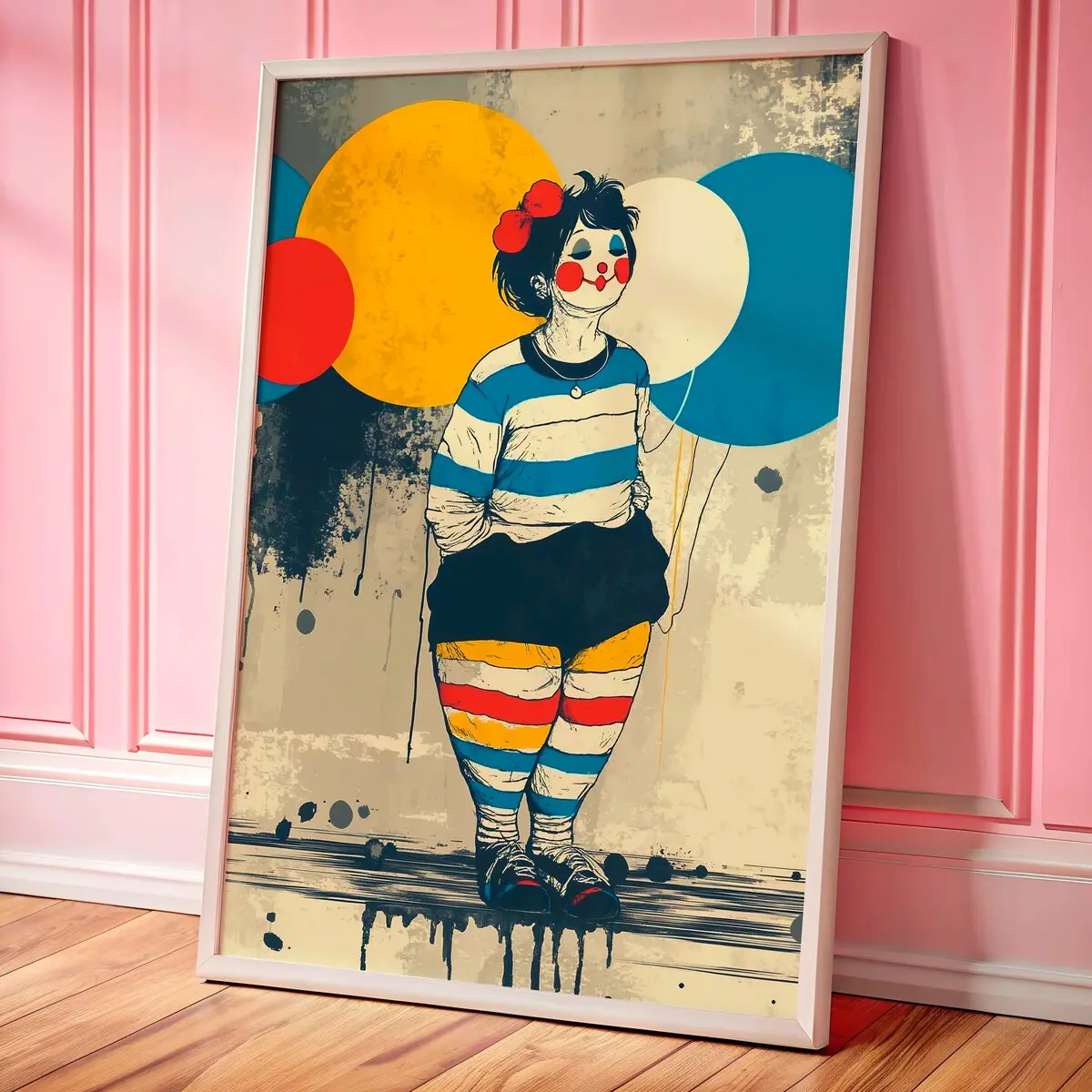 Moody Clowncore Wall Art Print, Dopamine Decor Poster with indie Grunge Vibes, Aesthetic Wall Decor Gift, Vintage Circus Clown Art, Room Decor, Unframed
