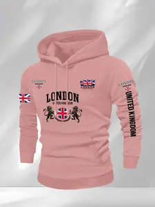 London-themed hooded sweatshirt, British-style printed pullover