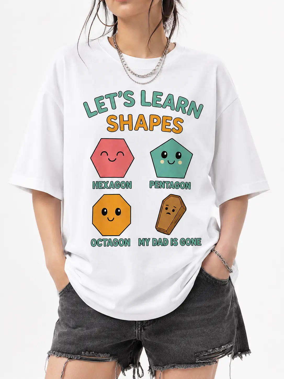 Funny Shapes Graphic T-Shirt for Men and Women, Sarcastic Geometry Cartoon Tee, Crew Neck Short Sleeve Casual Shirt