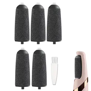 5 Pack Black Coarse Replacement Roller Refills Compatible with Finishing Touch  Pedi Electric Tool File Include a Cleaning Brush