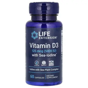 Life Extension Vitamin D3 with Sea-Iodine, 125 mcg (5,000 IU), 60 Capsules