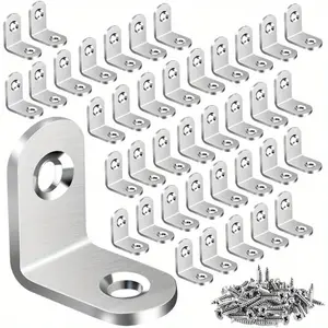 Stainless Steel Corner Brackets Set, L-Shaped Right Angle Connectors, Furniture Support Clips, Durable Iron Fasteners, 30/60pcs