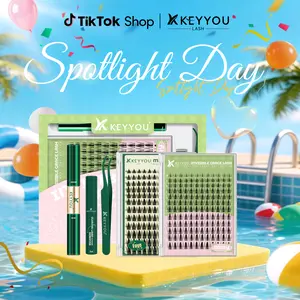 KEYYOU Fairy Chispa Lash Clusters Invisible Band DIY Lashes - Individual Clusters or Full Kit to Customize! -Wet Look Waterproof Eyelash Extension Wispy Manga Kawaii Doll Lashes Feline lash look Medusa Lash handmade lash #SpotlightDay