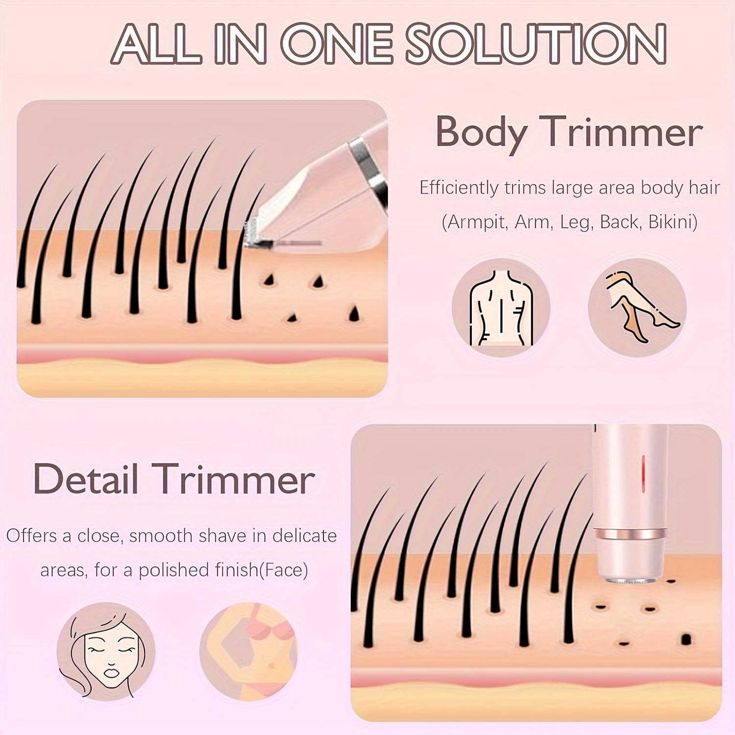Women's Shaver, 2026 Upgrade Dual Head Shaver - 2-in-1 Electric Shaver for Legs, Armpits, Face & Bikini, Rechargeable, Facial & Bikini Trimmer for Women (Pink) Women's Shaver, 2026 Upgrade Dual Head Shaver - 2-in-1 Electric Shaver for Legs, Armpits, Face & Bikini, Rechargeable, Facial & Bikini Trimmer for Women (Pink)