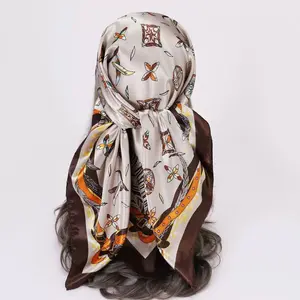 Women’s headscarf, 90×90 cm square scarf with pattern, neck wrap/shawl, random color, gift