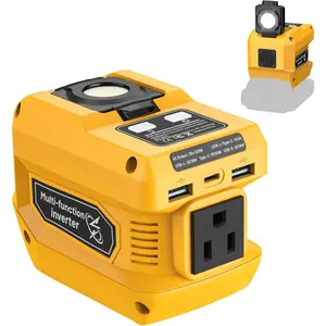 220W Power Inverter Compatible with Dewalt 20V Battery, DC 20V to AC 110V Portable Power Station with 1 AC Outlet, 2 USB Ports & 1 Type-C Fast Charging, 400LM LED Work Light#dewalttools #replacementbatteries #