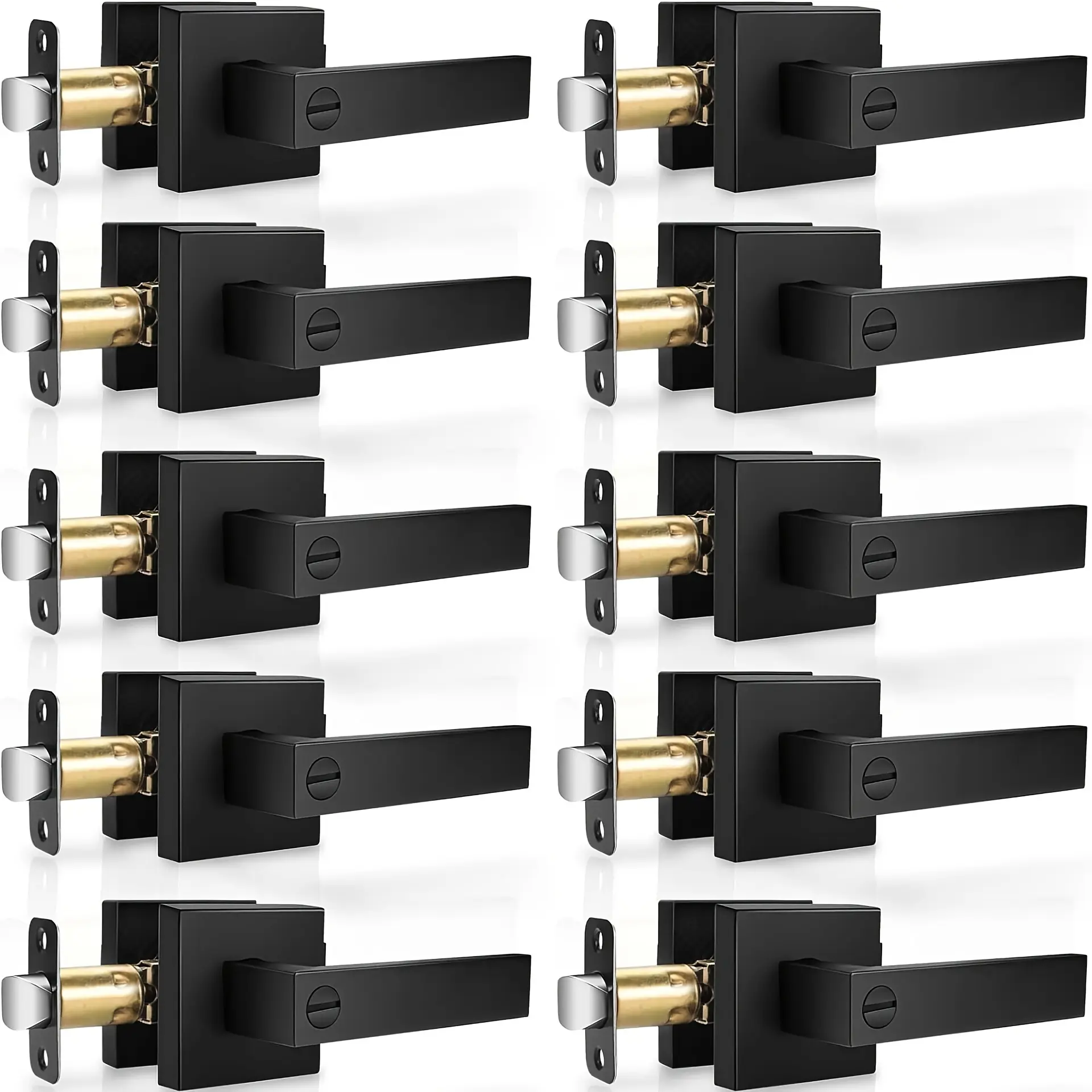 10pcs Matte Black Door Handle Heavy Duty Door Lever Privacy Door Lock Set Door Hardware, Left or Right Handing Door Handles, Interior Door Handle