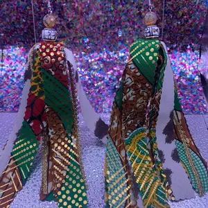 Fabric Handmade Earrings with Vibrant Patterns and Golden Accents for Festive Wear