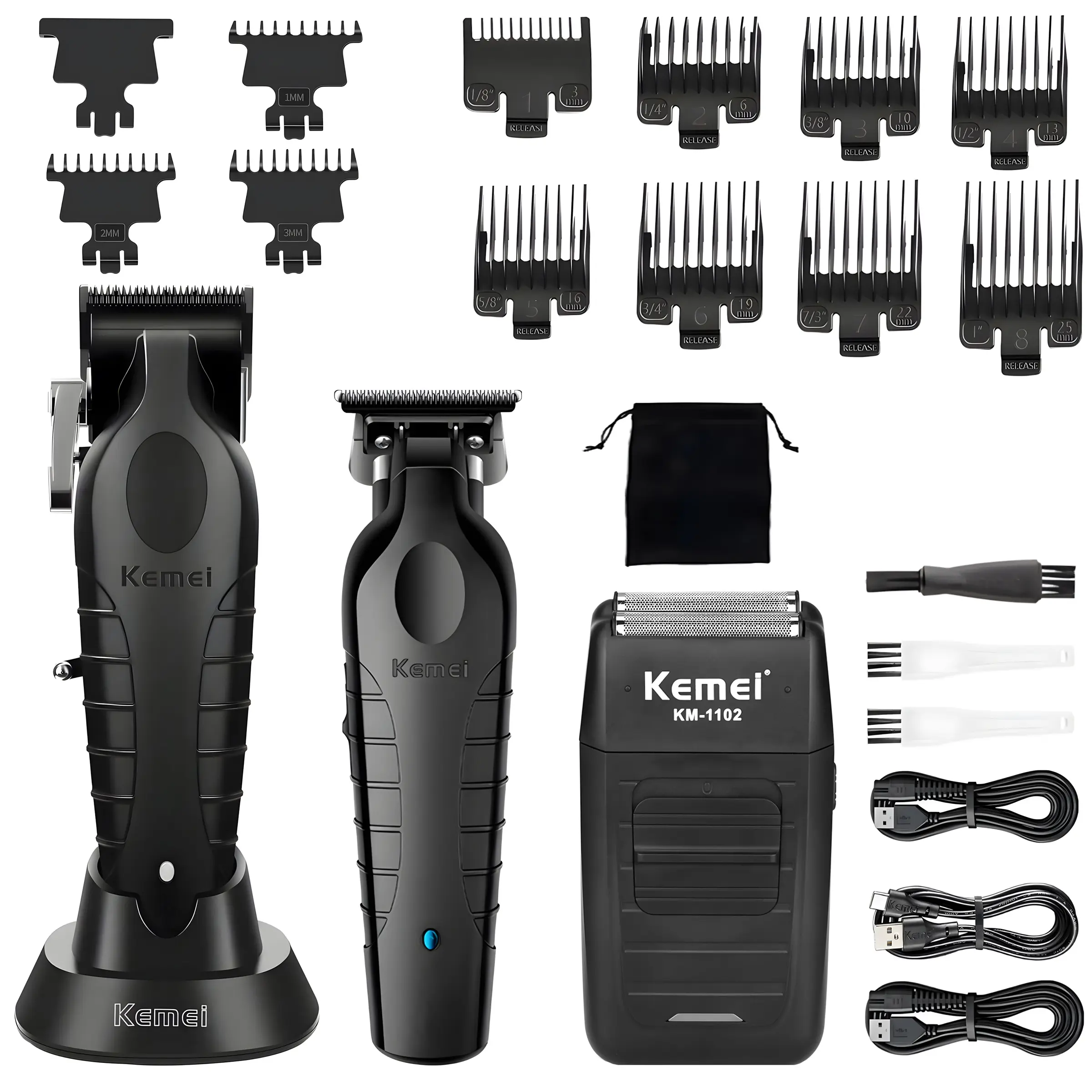 Professional Electric Hair Clipper Set, 23-Piece Haircutting Kit with Scissors, Guides, Brush, Ergonomic Handle, Durable Battery for Daily Use, Hair Trimmer Set, Cordless Clippers Set