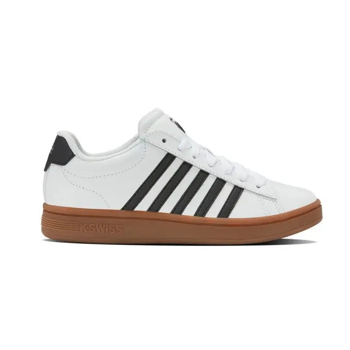 K-Swiss COURT TIEBREAK II wht/blk/gum Men's Low Top Sneakers with Leather Upper & Die-cut Smart Foam Sole