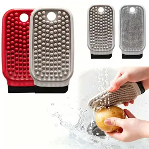 Multi-Use Silicone Produce Brush - Soft & Hard Bristles for Potatoes, Vegetables & Fruits, Dishwasher Safe