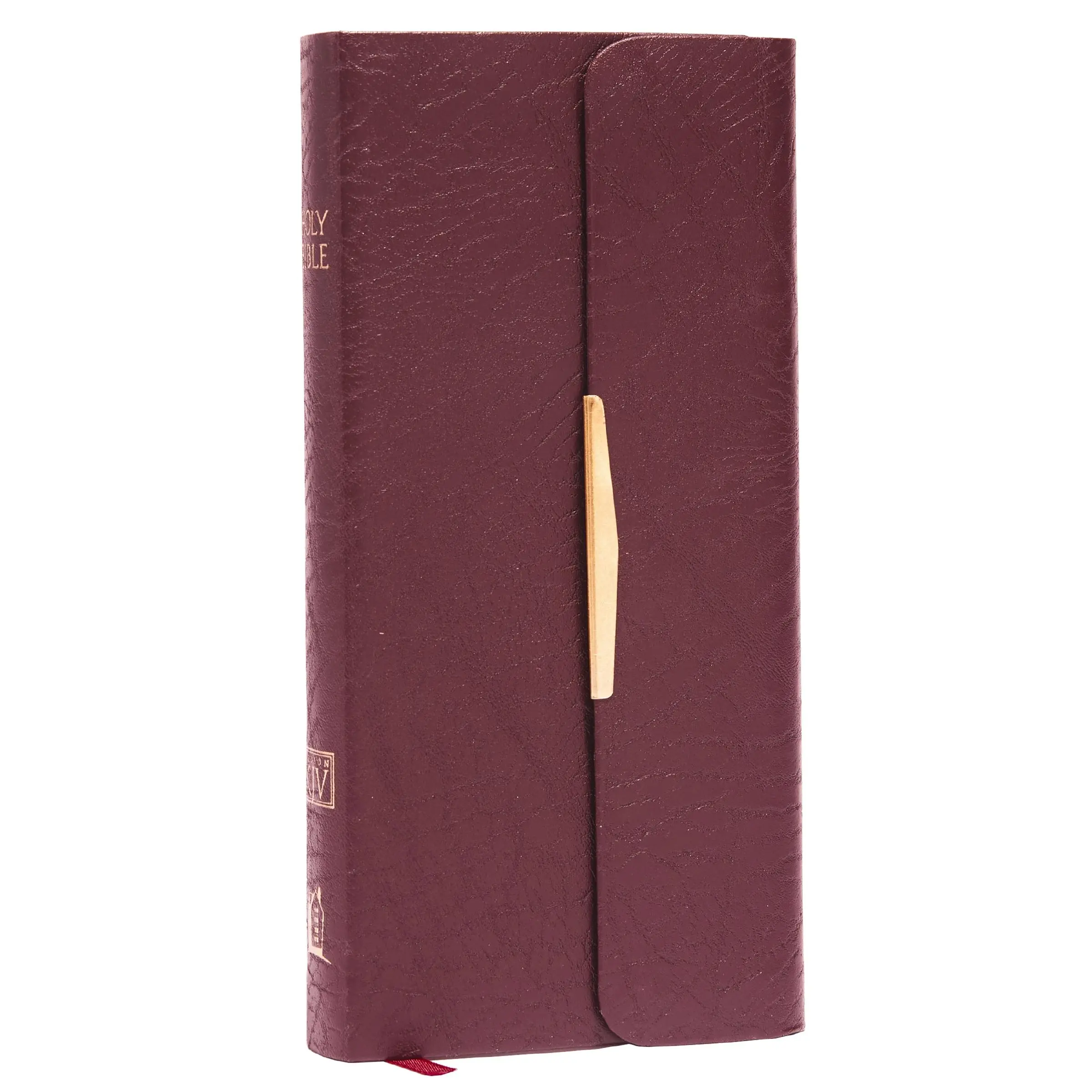 KJV, Checkbook Bible, Compact, Bonded Leather, Burgundy, Wallet Style, Red Letter: Holy Bible, King James Version by Thomas Nelson [Leatherbound Book]