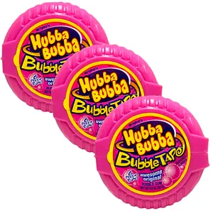 HUBBA BUBBA BUBBLE TAPE 6 FEET OF FUN ORIGINAL FLAVOR 2.0 OZ PACK OF 3 Snack Sweet Chewing Gum Candy