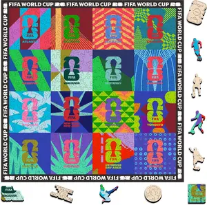 FIFA World Cup 2026 USA Host Cities Wooden Puzzles, 300 Pieces Puzzles for Adults, Atlanta Boston Dallas Football Fan Gift, Collectible American Sports Souvenir, Officially Licensed, 10.9 x 14.5 Inch
