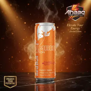 Red Bull Amber Edition Strawberry Apricot Energy Drink 12 fl oz Cans 2 Pack Full Flavor Pure Focus for Work Gaming Workouts Caffeine & B-Vitamins