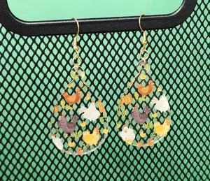 Chicken Dangle Earrings Acrylic