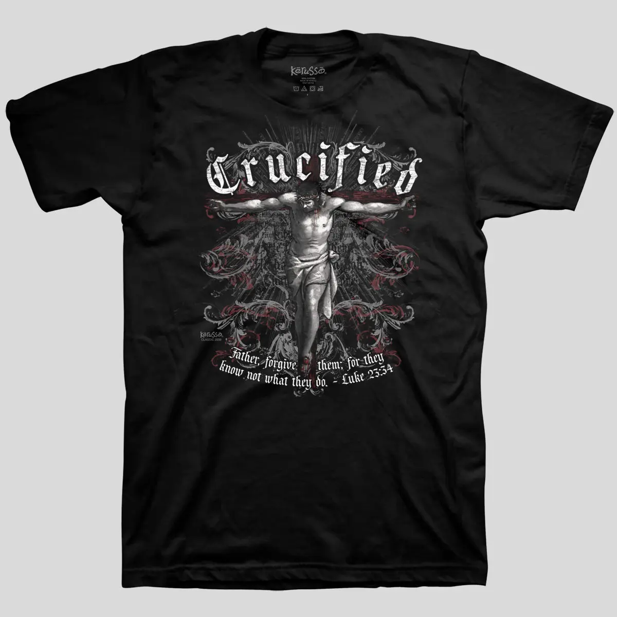 Women's Vintage T-Shirt with Gothic Crucified Cross Graphic, 100% Cotton Christian Scripture Top for Streetwear & Daily Outreach