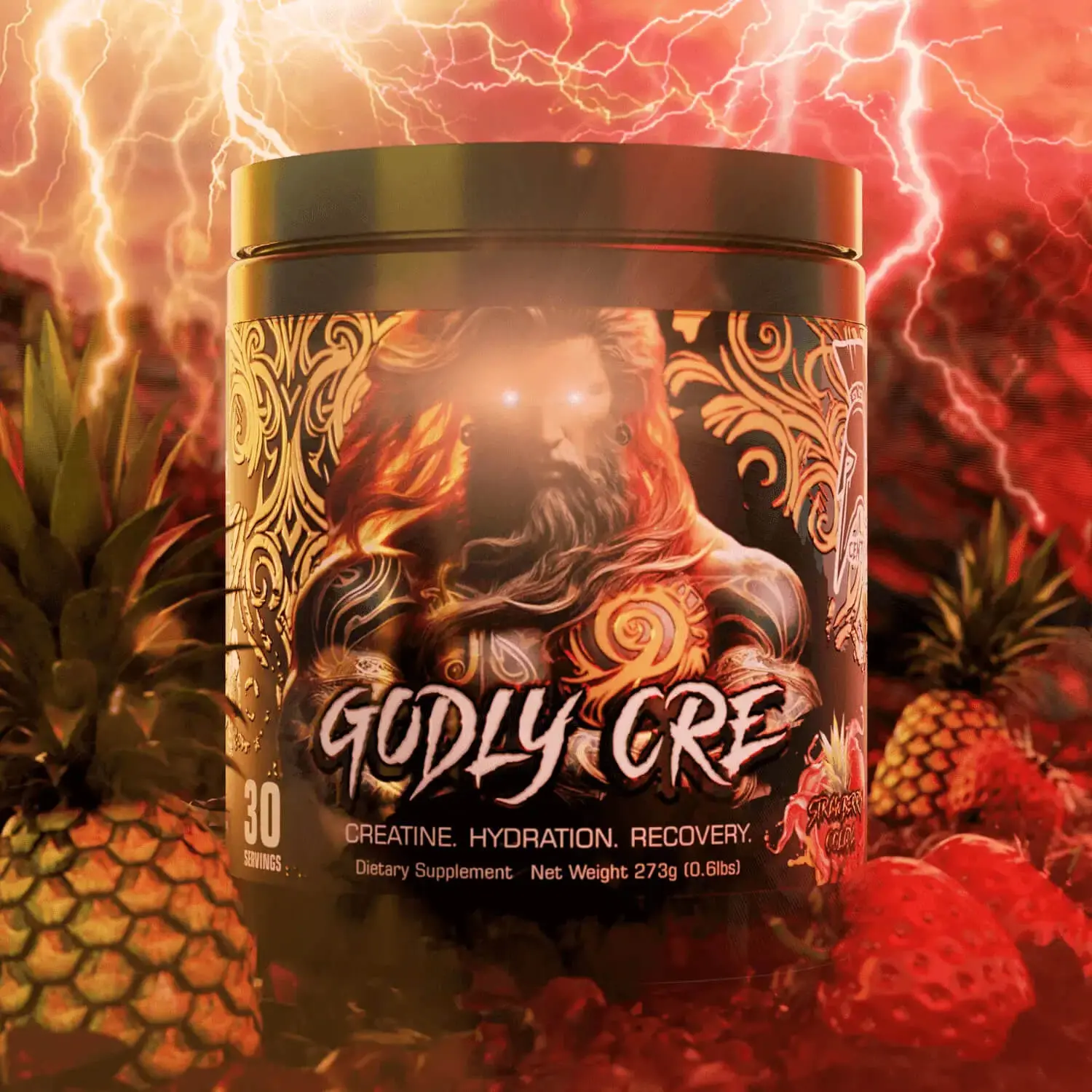 Godly CRE Functional Creatine + Hydration Formula – 5g Creatine Monohydrate, Taurine, AstraGin, Electrolytes – Strength, ATP Support & Recovery – 30 Servings