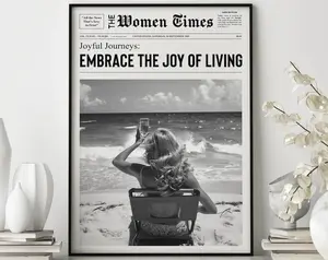 Trendy Newspaper Poster, Newspaper Print, Girl Dorm Room Art, Black and White Print, Bar Cart Art, Fashion Print