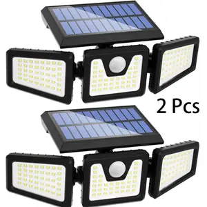 180° Wide Lighting Angle Solar Flood Lights Outdoor,2500lumens,3 Adjustable Heads Security Lights, Motion Sensor Lights, IP65 Waterproof with Remote Control, Solar Powered Lights for Patio Yard Garage Entryways Porch TikTokShopBlackFriday