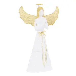 Walsunny 5FT Golden Angel Christmas Decor Outdoor/Indoor Pre-lit Christmas Decoration for Lawn/Yard/Garden/Home with Ground Stakes and Zip Ties
