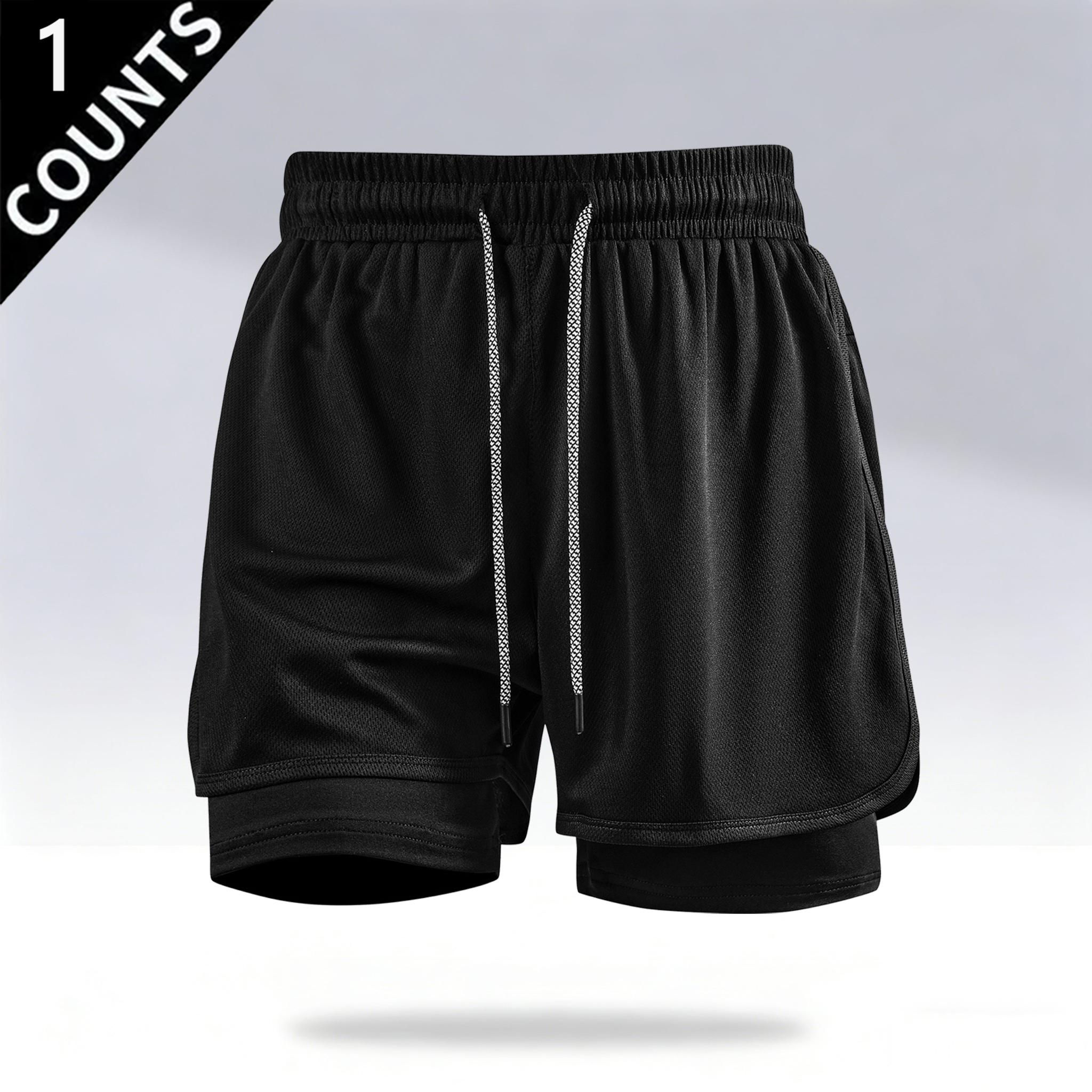 4-Pack Men’s 2-in-1 Running Shorts with Liner, Quick-Dry Breathable Mesh Athletic Workout Shorts, Lightweight Gym Basketball Shorts with Drawstring and Pockets, Summer Multi-Pack Sports Shorts for Fitness and Everyday Wear