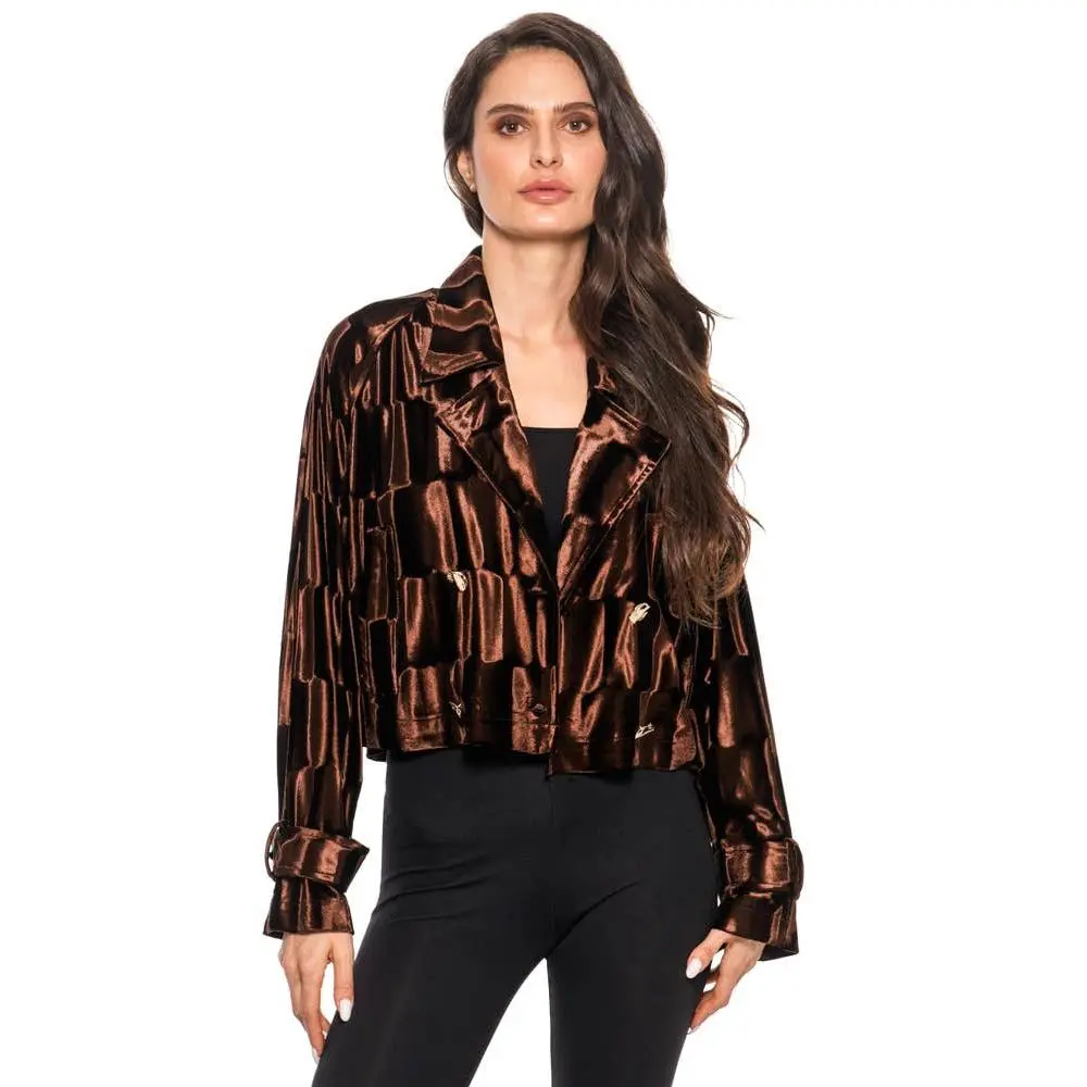 ADORE Chocolate Gloss Cropped Blazer