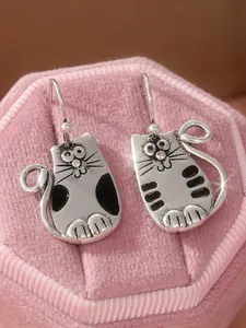 Creative Vintage Cat Earrings Set, Cute and Cat Pendant Earrings, Fun Jewelry Gift for Her, Lightweight Earring