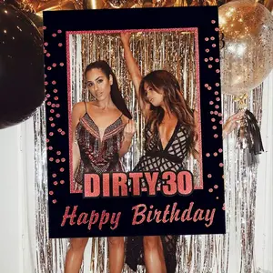 LaVenty Rose Gold Dirty 30 Photo Props 30th Birthday Party Photo Booth Props 30th Birthday Photo Frame