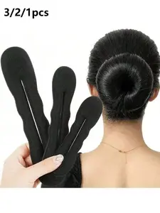 3/2/1pcs Boho Style Hair Bun Creators，Lazy Hair Curler Bun Clips Magic Beauty Hair Hairstyle Foam Sponge Donut Maker Ponytail Bun Maker - Non-Woven Fabric, No Power Needed, Perfect for Daily Use,Stylish Black Foam Rolls for Women,