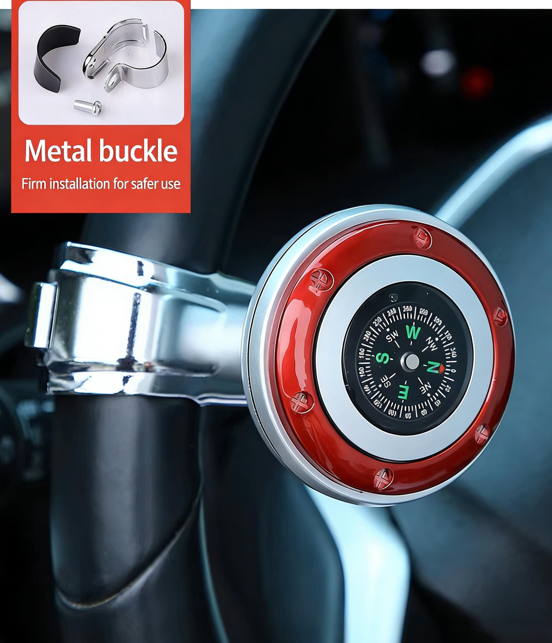 Steering Wheel Spinner Knob with Compass, 360° Rotation Car Steering Wheel Booster, Easy Install Universal Car Accessory for Effortless Turning, Must-Have for Drivers & Car Enthusiasts