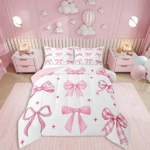 Feelyou Bowknot Comforter Set - Galaxy Stars Plaid Soft Breathable Bedding, Light Weight Blanket, Soft Comfy Blanket, Multi-Size Travel-Friendly Duvet Insert for Bow Lovers, Bedroom Use