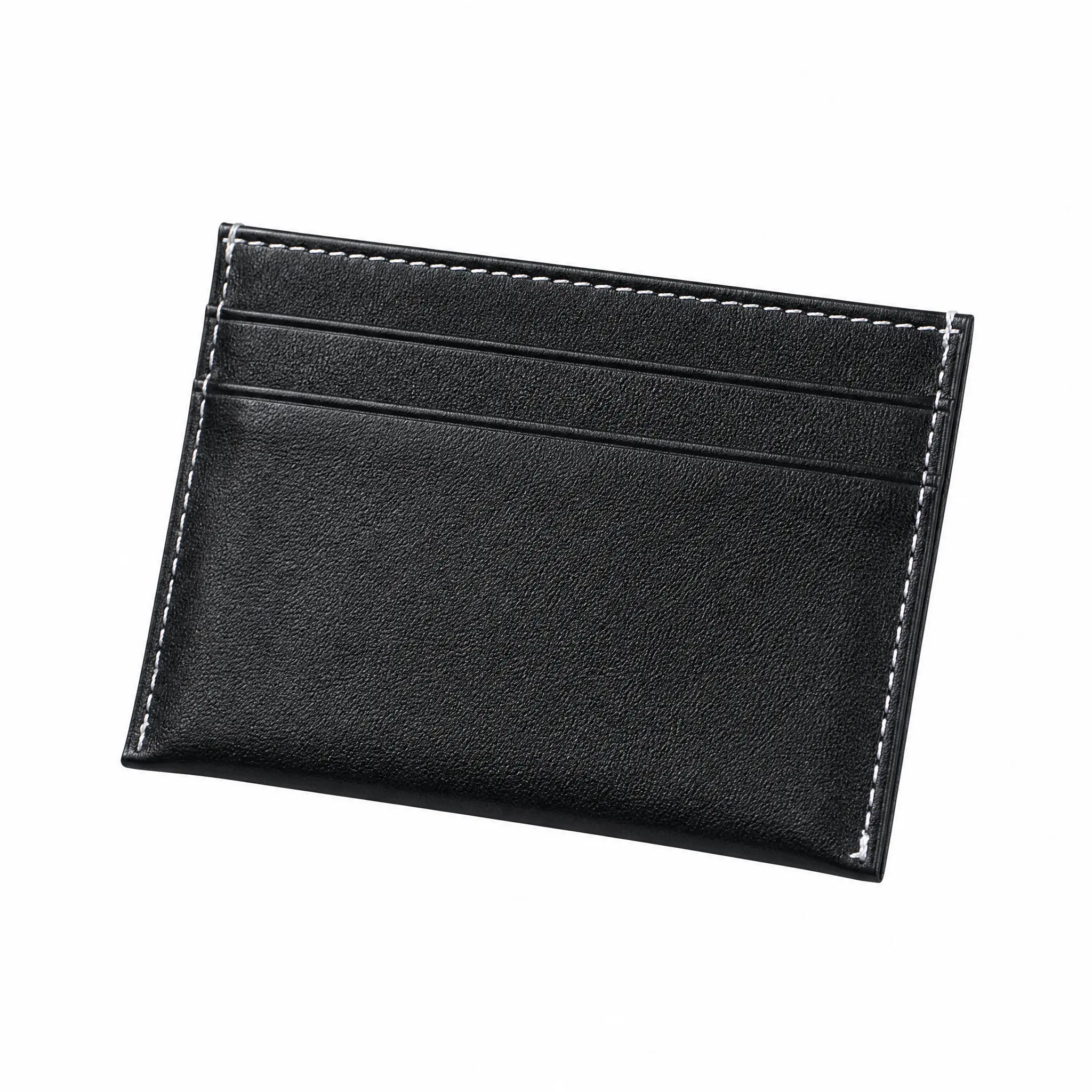 Minimalist Genuine Leather Slim Wallet, Ultra-Thin Genuine Cowhide Card Holder with Contrast Stitching, Anti-Bulge Durable Pocket Organizer for Men & Women