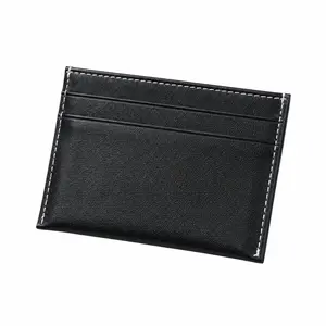 Minimalist Genuine Leather Slim Wallet, Ultra-Thin Genuine Cowhide Card Holder with Contrast Stitching, Anti-Bulge Durable Pocket Organizer for Men & Women