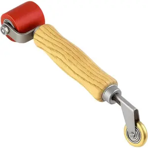 Car Seam Roller, 40mm Seam Rolling 6mm Brass Detail Penny Roller, Vehicle Audio Sound Deadening, Dual Smooth Wheel Rolling with Easy Grip Handle, Universal Fit, Wallpaper Tools Double Headed Roller, Seam Seal Tape Roller, Wallpaper Roller, Corrugated Roll