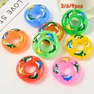 Multiple pet mini inflatable swimming rings | Dolphin pattern, suitable for pet bathing, small turtles and water toys, fun decorations on the surface of the aquarium, without batteries.