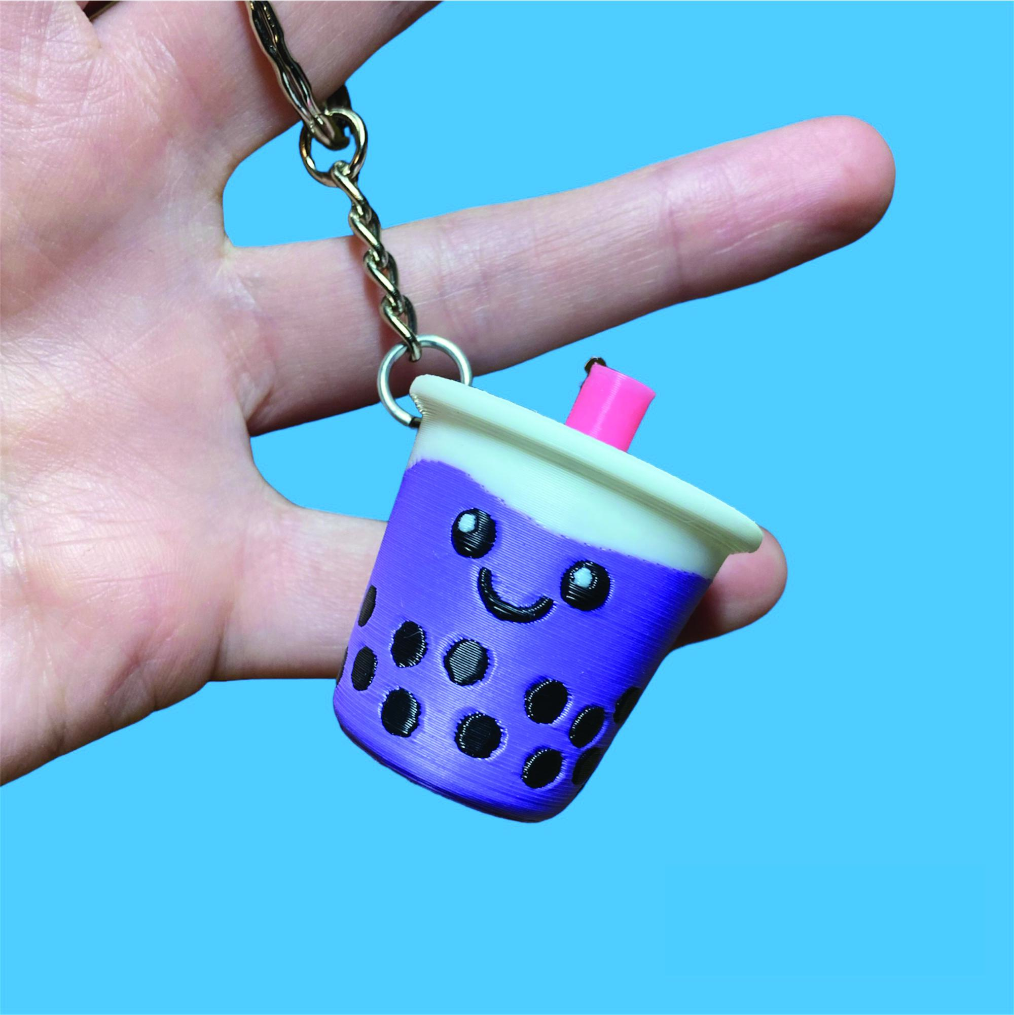 Cute Kawaii Boba Tea Keychain - Bubble Tea accessory - 3D printed Milk tea keychain - for people who love that adorable harajuku look