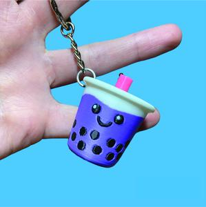 Cute Kawaii Boba Tea Keychain - Bubble Tea accessory - 3D printed Milk tea keychain - for people who love that adorable harajuku look