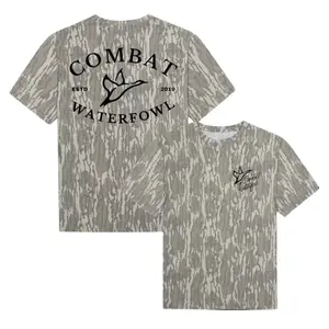 Combat Waterfowl Bottomland Camo Tee - Original Stretchy T-Shirt for Men Women, Mossy Oak Shirt, 3D Camo Style T-Shirt, Gift For Men