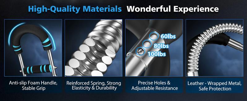 Men's Arm & Chest Trainer, Portable Spring Resistance Home Gym Equipment - 3 Adjustable Levels 60-100LBS, Muscle & Strength Building, Ideal Gift