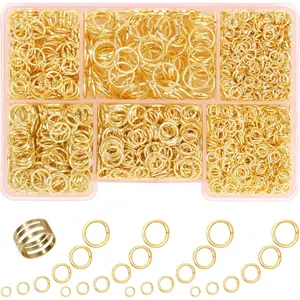 Jump Rings for Jewelry Making 1400 Pcs Gold Jump Rings for Keychains Necklace Repair and DIY Crafts Gifts 6 Sizes/Box 4mm 6mm 5mm 7mm 8mm 10mm Jump Rings with Open/Close Tool(Gold)
