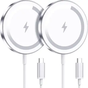 2 Pack Magnetic Wireless Charger for iPhone 17/17 Pro/17 Pro Max/Air/16 15 14 13 12 Pro Max Plus mini, Charging Pad for Airpods Pro 3 2,Strong Magnet, Silver