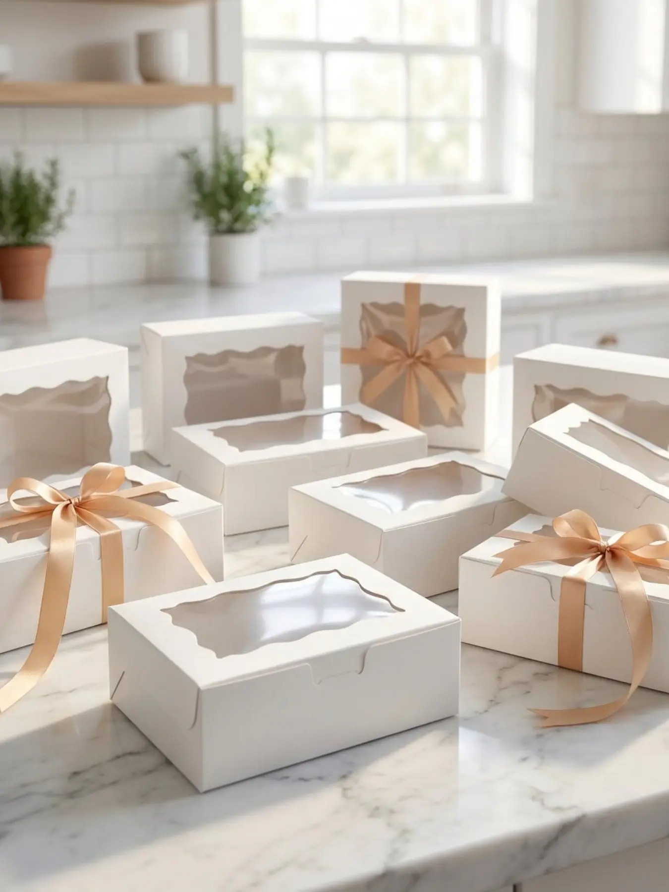 20-Pack Kraft Paper Bakery Boxes with Clear Window, Small Treat Containers for Cookies, Cupcakes, Candy, Perfect for Various Occasions
