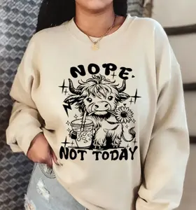Nope Not T0day Cow Sweatshirt, Floral Western Cow Sweatshirt For Women, Farmhouse Sweater, Cute Wildland Gift, Unisex Long Sleeve Crewneck Shirt