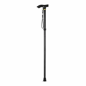 Adjustable Folding Trekking Pole | Collapsible Travel Walking Stick & Cane Mobility Aid for Men & Women (Black)