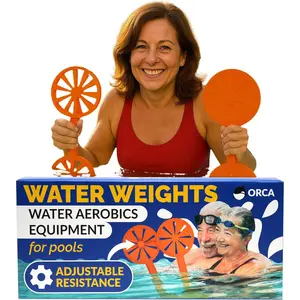Adjustable Resistance Pool Paddle Water Aerobics Equipment, Swim Paddles Water Weights Dumbbells for Aquatic Exercise, Aqua Weights for Men & Women Workout Gear