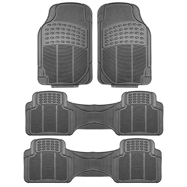 Gray 3-Row Trimmable Non-Slip ClimaProof Vinyl Car Mat Set, Floor Mats for Car, Automotive Interior Auto Parts Accessories