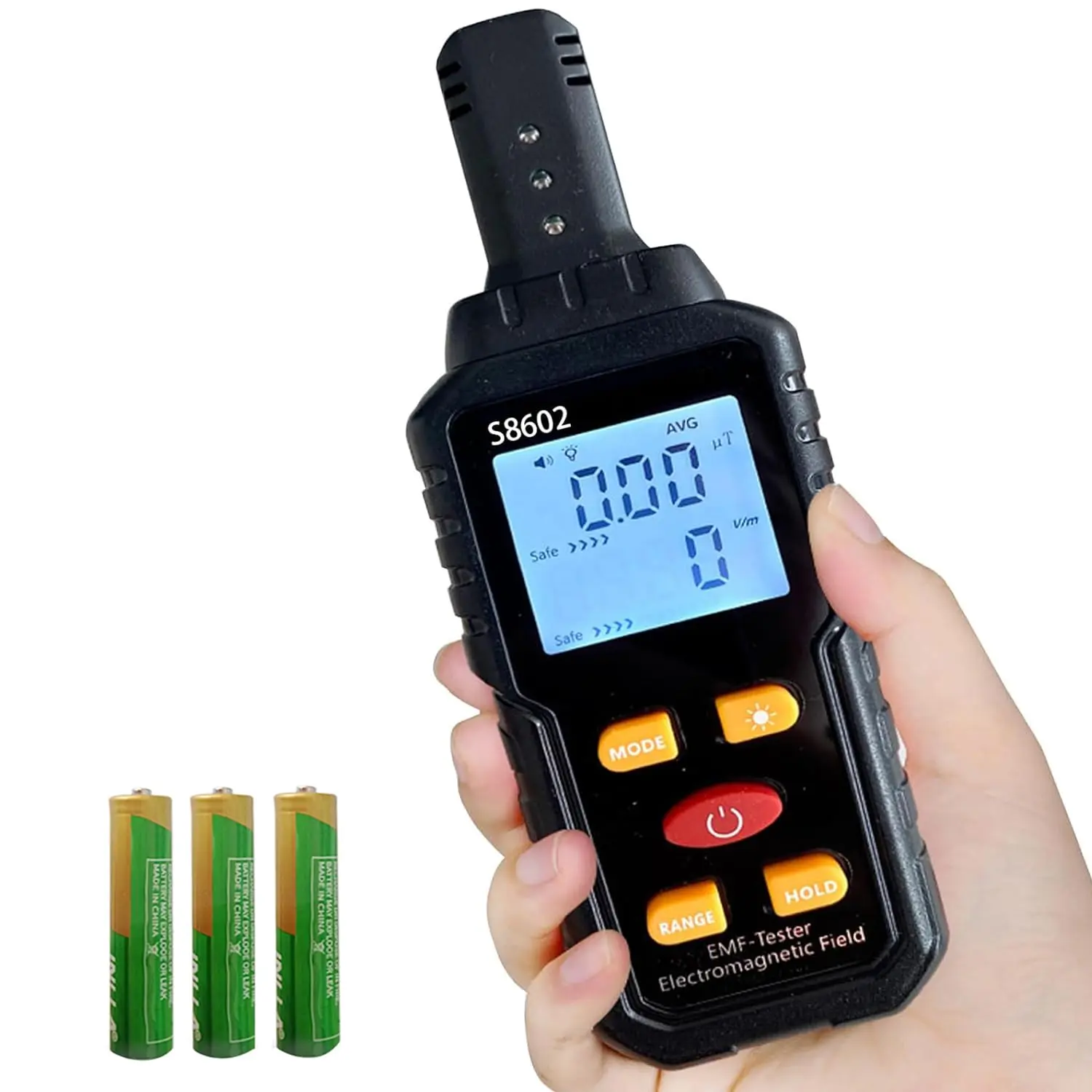 3-in-1 Digital EMF Detector (S8602) - Portable Handheld Handle Tool with Sound-Light Alarm, Data Lock, 3-1/2LCD, 1v/m~1999v/m Range, Easy to Move Electrical Measuring Instrument for Home, Office Use