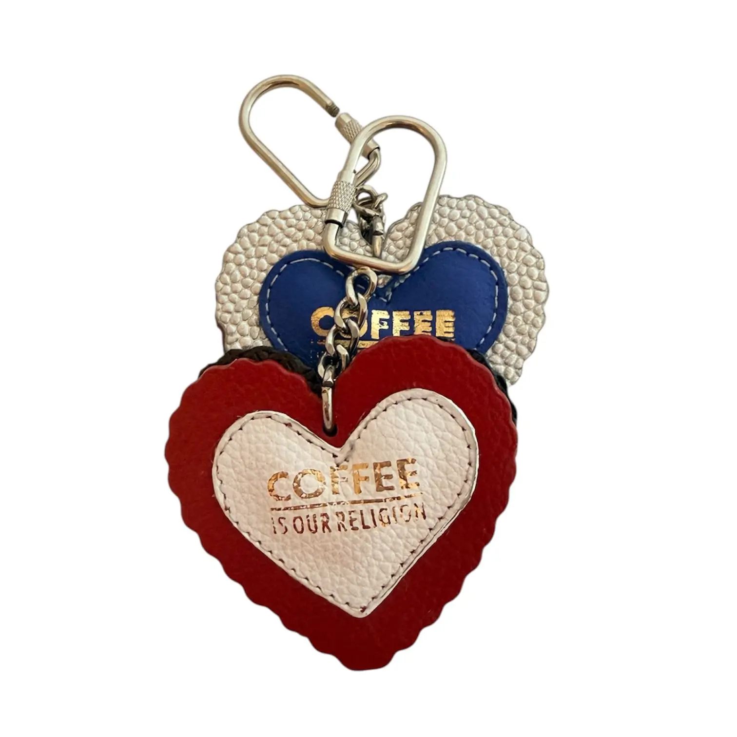 Leather Heart Keychain - Multicolor Heart Design, Durable Material, Ideal for Key Organization